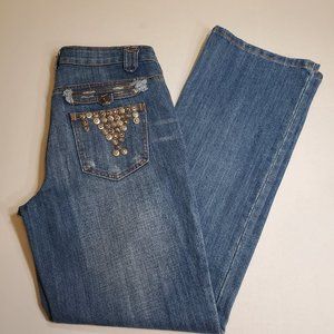 Baccini button studded high rise  jeans size 8